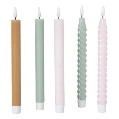 Xenos LED dinerkaars twist smal - groen - ø2.5x24.5 cm- Led Kaarsen
