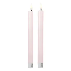 Xenos LED dinerkaarsen - roze - set van 2 - ø2.2x24.5 cm- Led Kaarsen