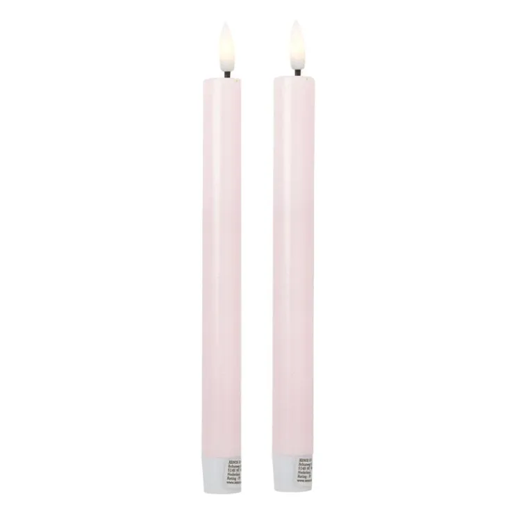 Xenos LED dinerkaarsen - roze - set van 2 - ø2.2x24.5 cm- Led Kaarsen