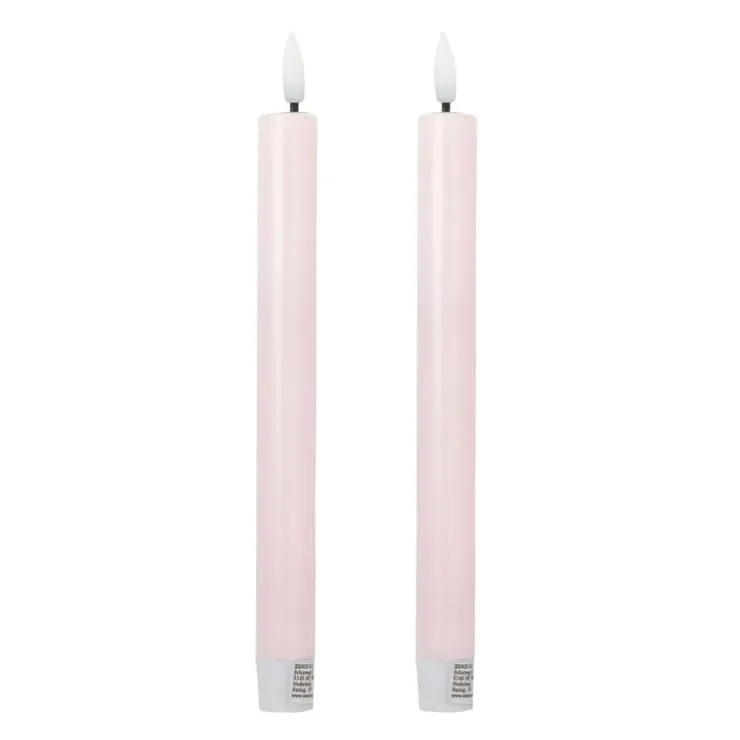 Xenos LED dinerkaarsen - roze - set van 2 - ø2.2x24.5 cm- Led Kaarsen