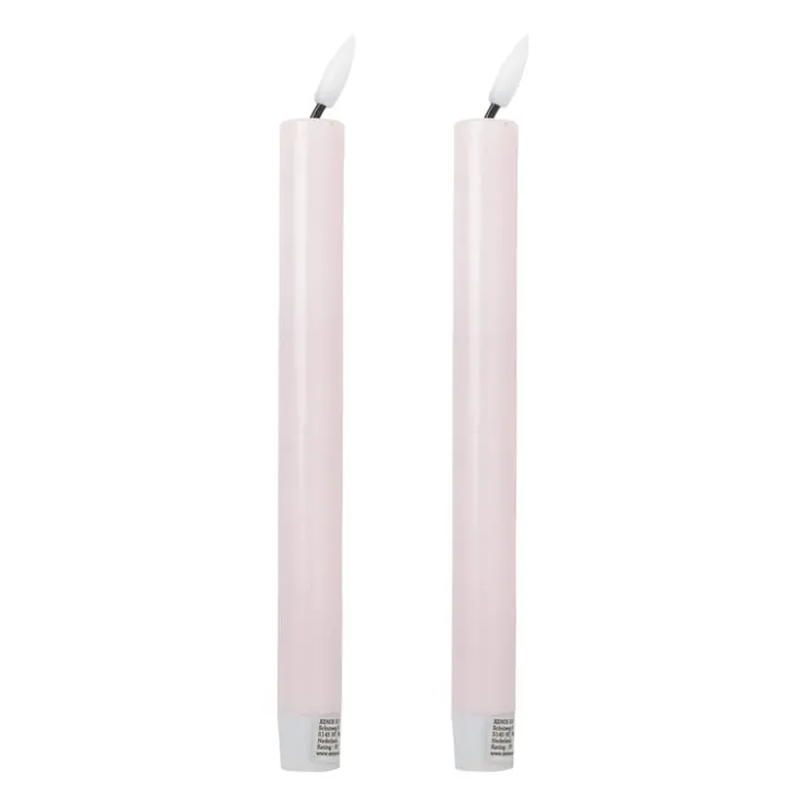 Xenos LED dinerkaarsen - roze - set van 2 - ø2.2x24.5 cm- Led Kaarsen