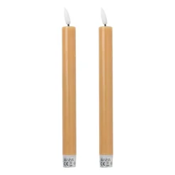 Xenos LED dinerkaarsen - taupe - set van 2 - ø2.2x24.5 cm- Led Kaarsen