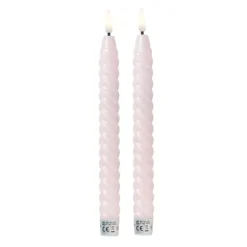 Xenos LED dinerkaarsen twist - roze - set van 2 - ø2.2x24.5 cm- Led Kaarsen