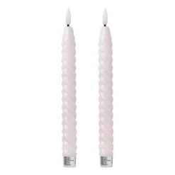 Xenos LED dinerkaarsen twist - roze - set van 2 - ø2.2x24.5 cm- Led Kaarsen