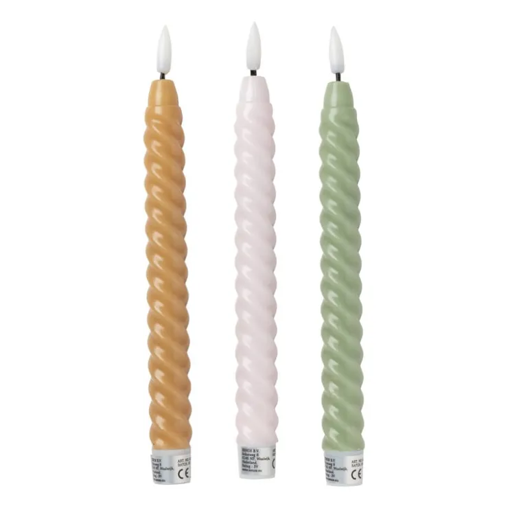 Xenos LED dinerkaarsen twist - roze - set van 2 - ø2.2x24.5 cm- Led Kaarsen