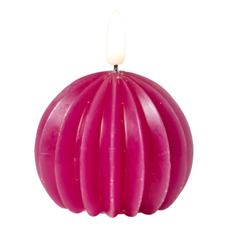 Xenos LED kaars bol - roze - ø7.5x6 cm- Led Kaarsen
