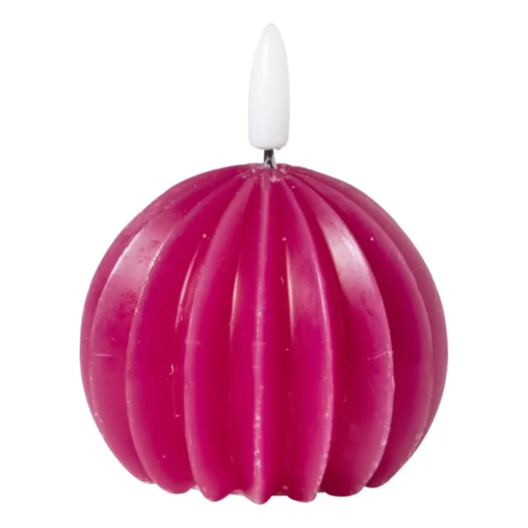 Xenos LED kaars bol - roze - ø7.5x6 cm- Led Kaarsen