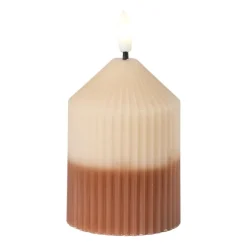 Xenos LED kaars duo - beige/bruin - ø7x10 cm- Led Kaarsen