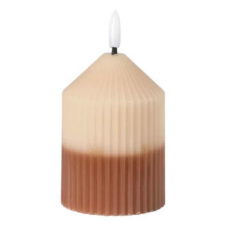 Xenos LED kaars duo - beige/bruin - ø7x10 cm- Led Kaarsen