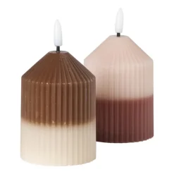 Xenos LED kaars duo - beige/lichtbruin - ø7x10 cm- Led Kaarsen