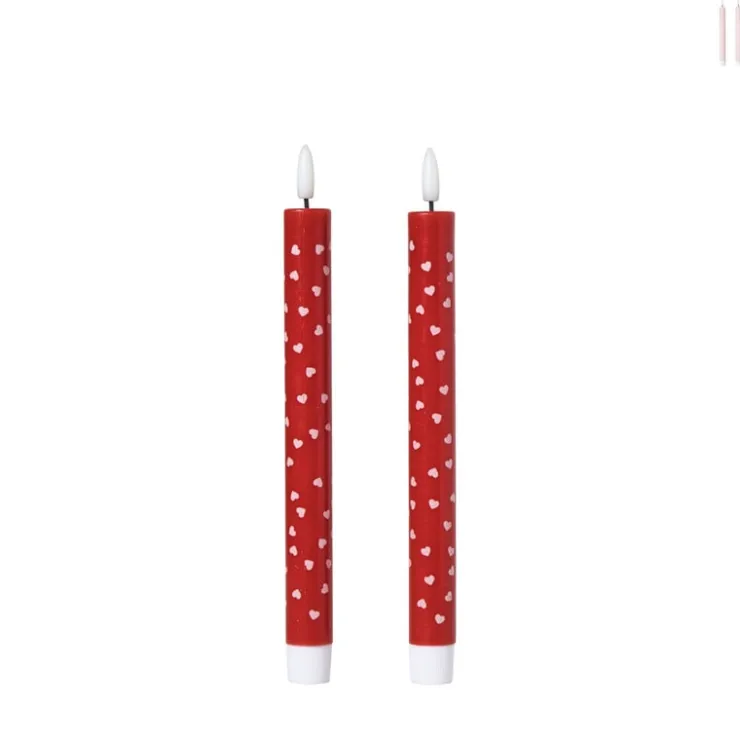 Xenos LED kaars hartjes - roze/rood - ø2.2x24 cm- Led Kaarsen