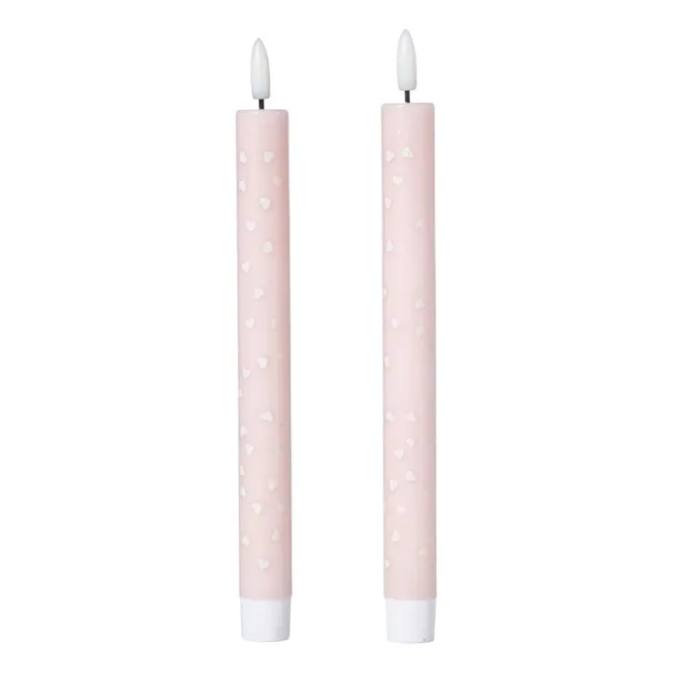 Xenos LED kaars hartjes - roze/rood - ø2.2x24 cm- Led Kaarsen