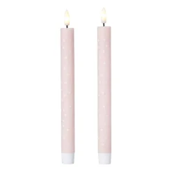 Xenos LED kaars hartjes - roze/rood - ø2.2x24 cm- Led Kaarsen