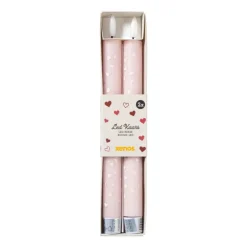 Xenos LED kaars hartjes - roze/rood - ø2.2x24 cm- Led Kaarsen