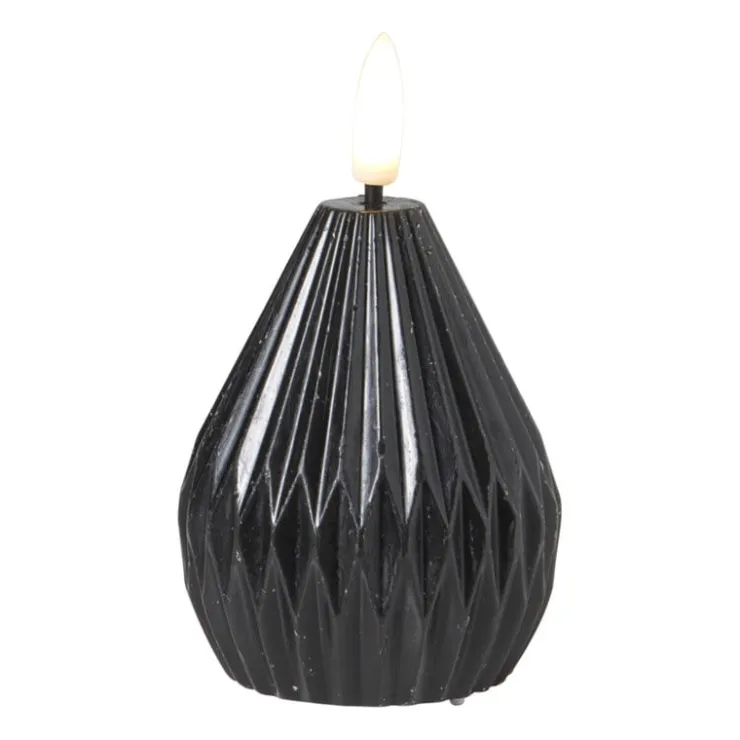 Xenos LED kaars peer - zwart - ø6.5x8 cm- Led Kaarsen