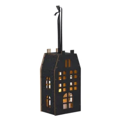 Xenos LED kersthuisje - zwart - 11.3x5.8x4.3 cm- Kerstverlichting|Kersthuisjes