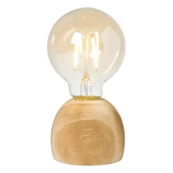 Xenos LED lamp houten voet - hout/glas - ø8x13.5 cm- Led Lampen|Tafellampen