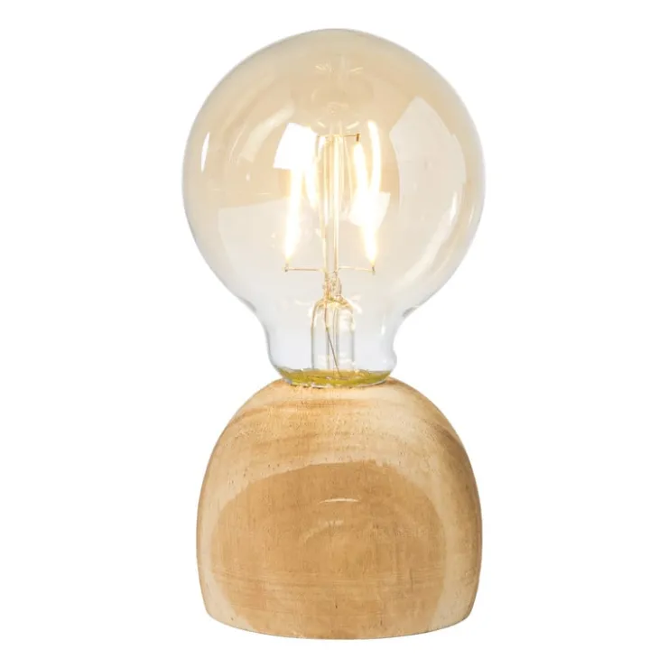 Xenos LED lamp houten voet - hout/glas - ø8x13.5 cm- Led Lampen|Tafellampen