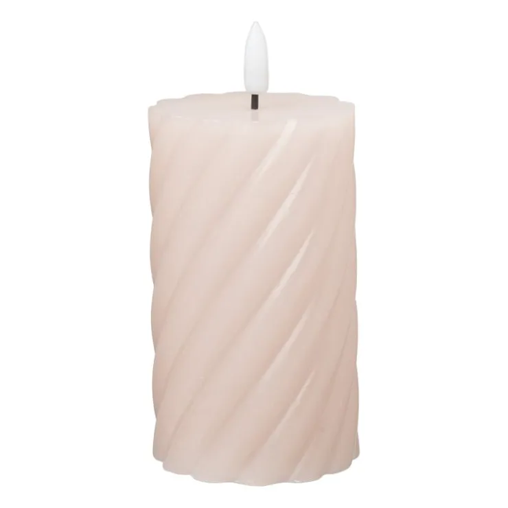 Xenos LED stompkaars groot twist - roze - ø7x12 cm- Led Kaarsen