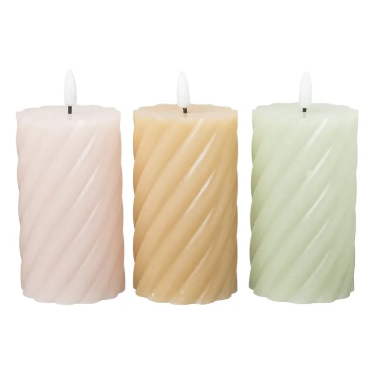 Xenos LED stompkaars groot twist - groen - ø7x12 cm- Led Kaarsen