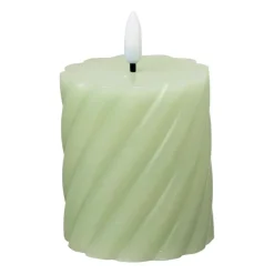 Xenos LED stompkaars klein twist - groen - ø7x8 cm- Led Kaarsen