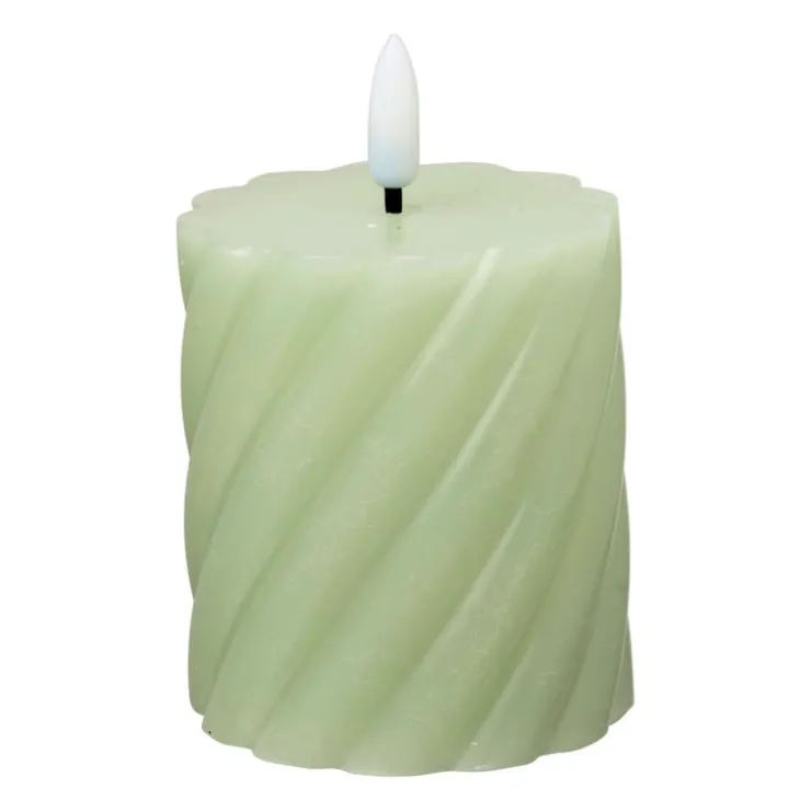 Xenos LED stompkaars klein twist - groen - ø7x8 cm- Led Kaarsen