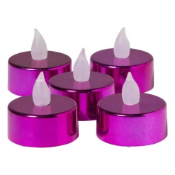 Xenos LED waxinelichten - fuchsia - set van 5- Led Kaarsen