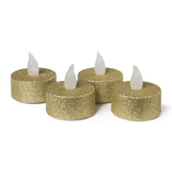 Xenos LED waxinelichten - goud - set van 4- Led Kaarsen|Waxinelichtjes