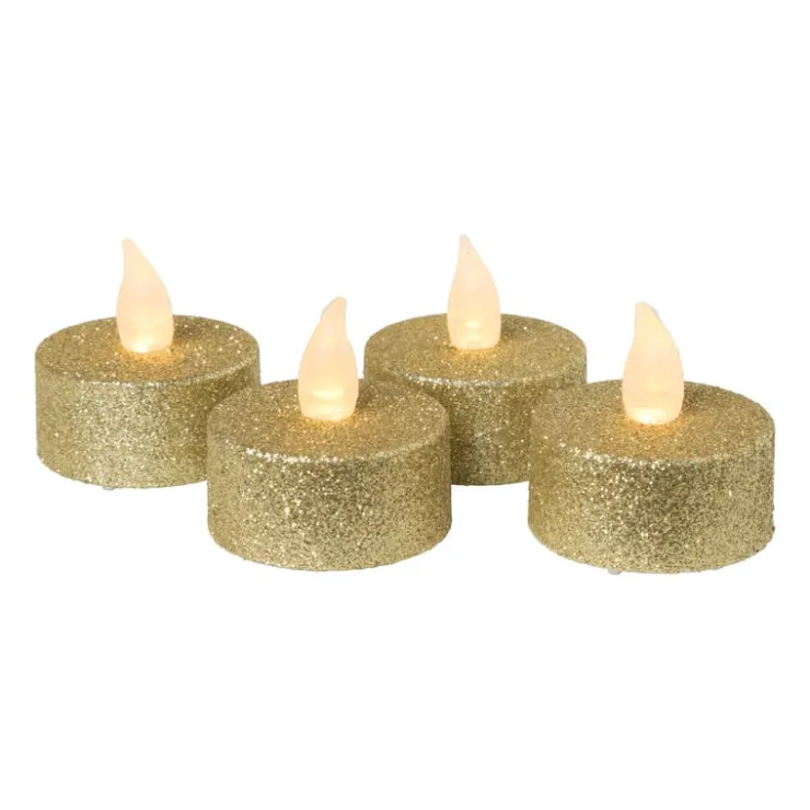 Xenos LED waxinelichten - goud - set van 4- Led Kaarsen|Waxinelichtjes