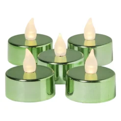 Xenos LED waxinelichten - groen - set van 5- Led Kaarsen
