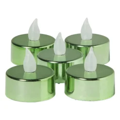 Xenos LED waxinelichten - groen - set van 5- Led Kaarsen