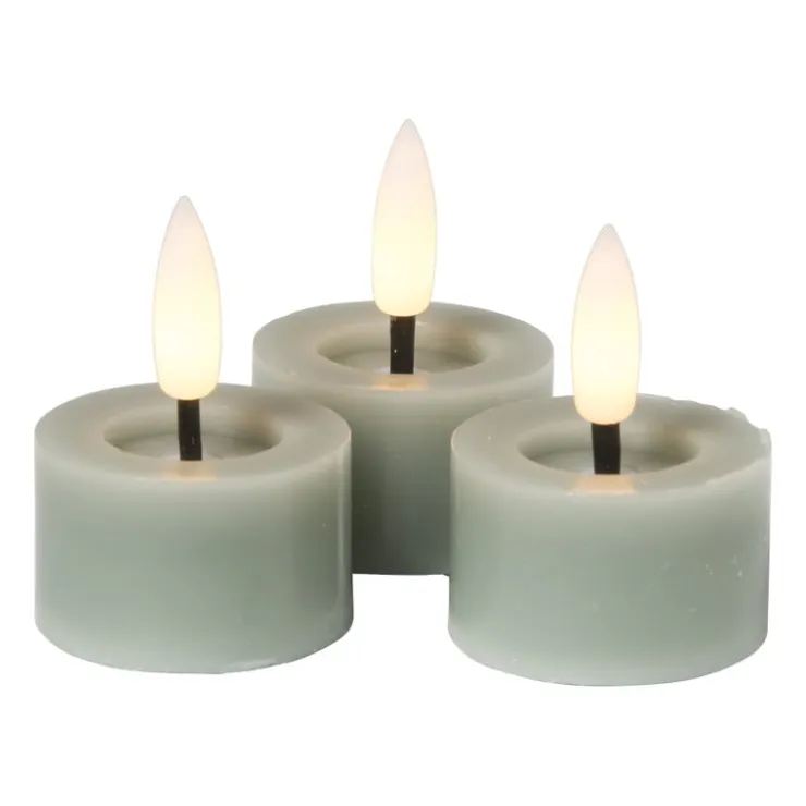 Xenos LED waxinelichten - groen - set van 3- Led Kaarsen