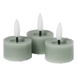Xenos LED waxinelichten - groen - set van 3- Led Kaarsen