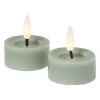 Xenos LED waxinelichten - groen - set van 2- Led Kaarsen