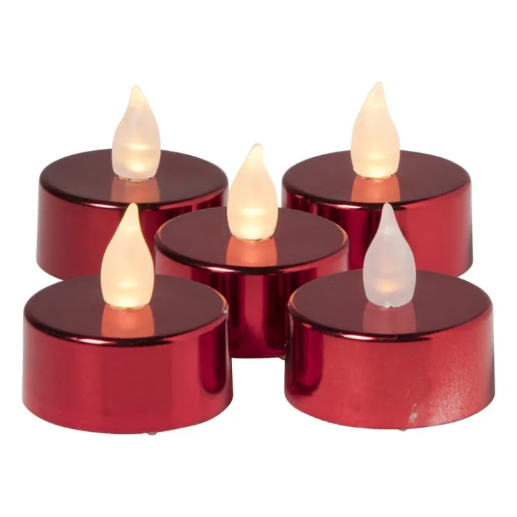 Xenos LED waxinelichten - rood - set van 5- Led Kaarsen