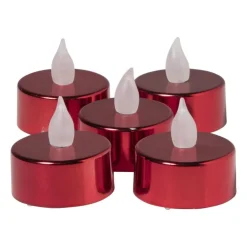 Xenos LED waxinelichten - rood - set van 5- Led Kaarsen
