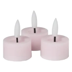 Xenos LED waxinelichten - roze - set van 3- Led Kaarsen