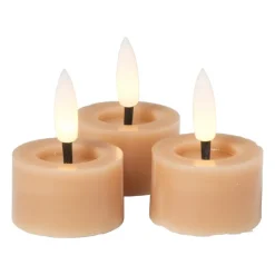 Xenos LED waxinelichten - taupe - set van 3- Led Kaarsen