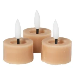 Xenos LED waxinelichten - taupe - set van 3- Led Kaarsen