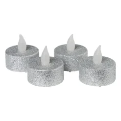 Xenos LED waxinelichten - zilver - set van 4- Led Kaarsen|Waxinelichtjes
