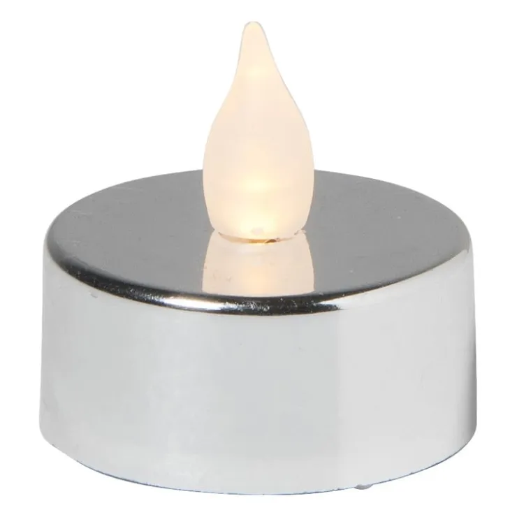Xenos LED waxinelichten - zilver - set van 5- Led Kaarsen