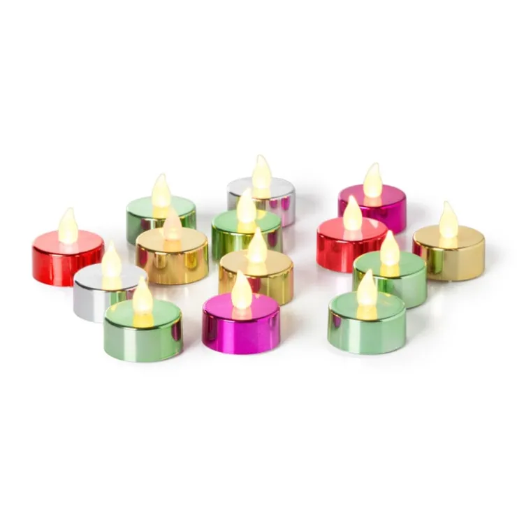 Xenos LED waxinelichten - zilver - set van 5- Led Kaarsen
