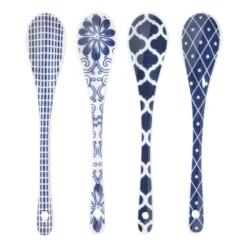 Xenos Lepels Mico - blauw/wit - set van 4- Lepels|Sushi Servies