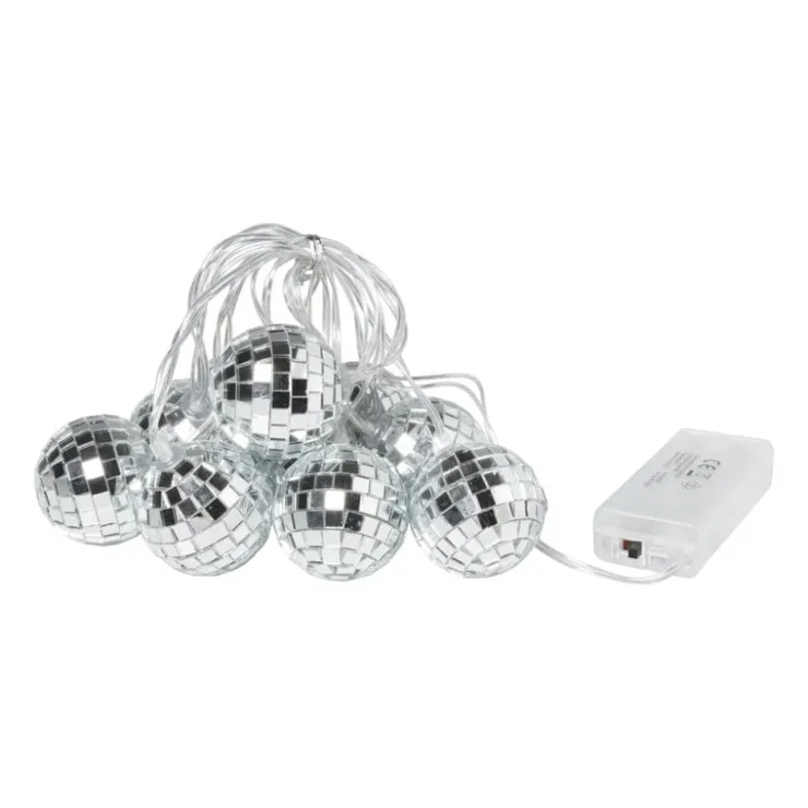 Xenos Lichtslinger met discoballen - 10 LED - 165 cm- Kerstslingers|Lichtslingers