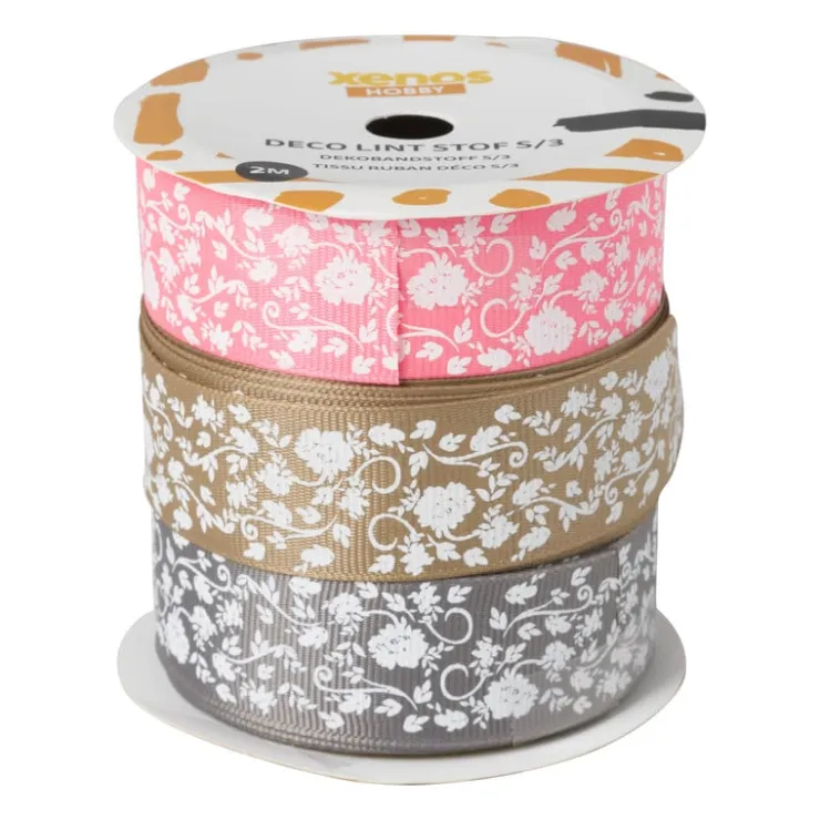 Xenos Lint stof bloemen - set van 3 - 100 cm- Knutselspullen