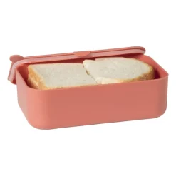 Xenos Lunchbox met elastiek - roze - 6.8x19x12 cm- Broodtrommels