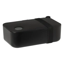 Xenos Lunchbox met elastiek - zwart - 6.8x19x12 cm- Broodtrommels