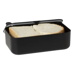 Xenos Lunchbox met elastiek - zwart - 6.8x19x12 cm- Broodtrommels