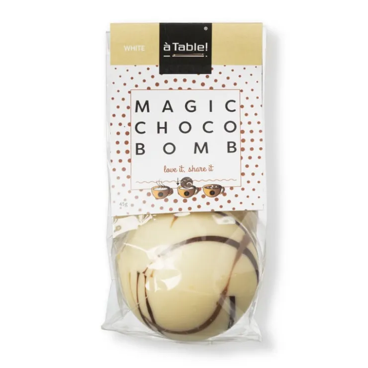 Xenos Magic chocobom - chocolade wit - 45 gram- Chocolademelk|Kerstcadeaus