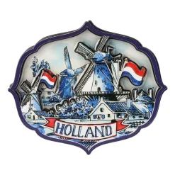 Xenos Magneet holland windmolen - delfts blauw - 10x1x9 cm- Holland Souvenirs